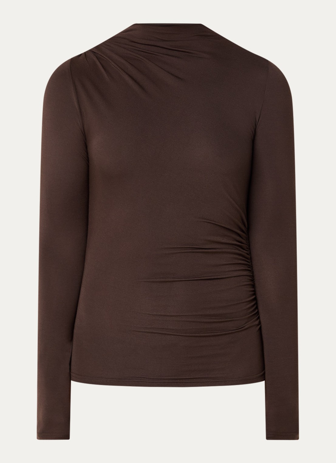 Rails Joelle longsleeve met plooidetail - voorkant 2 bruin