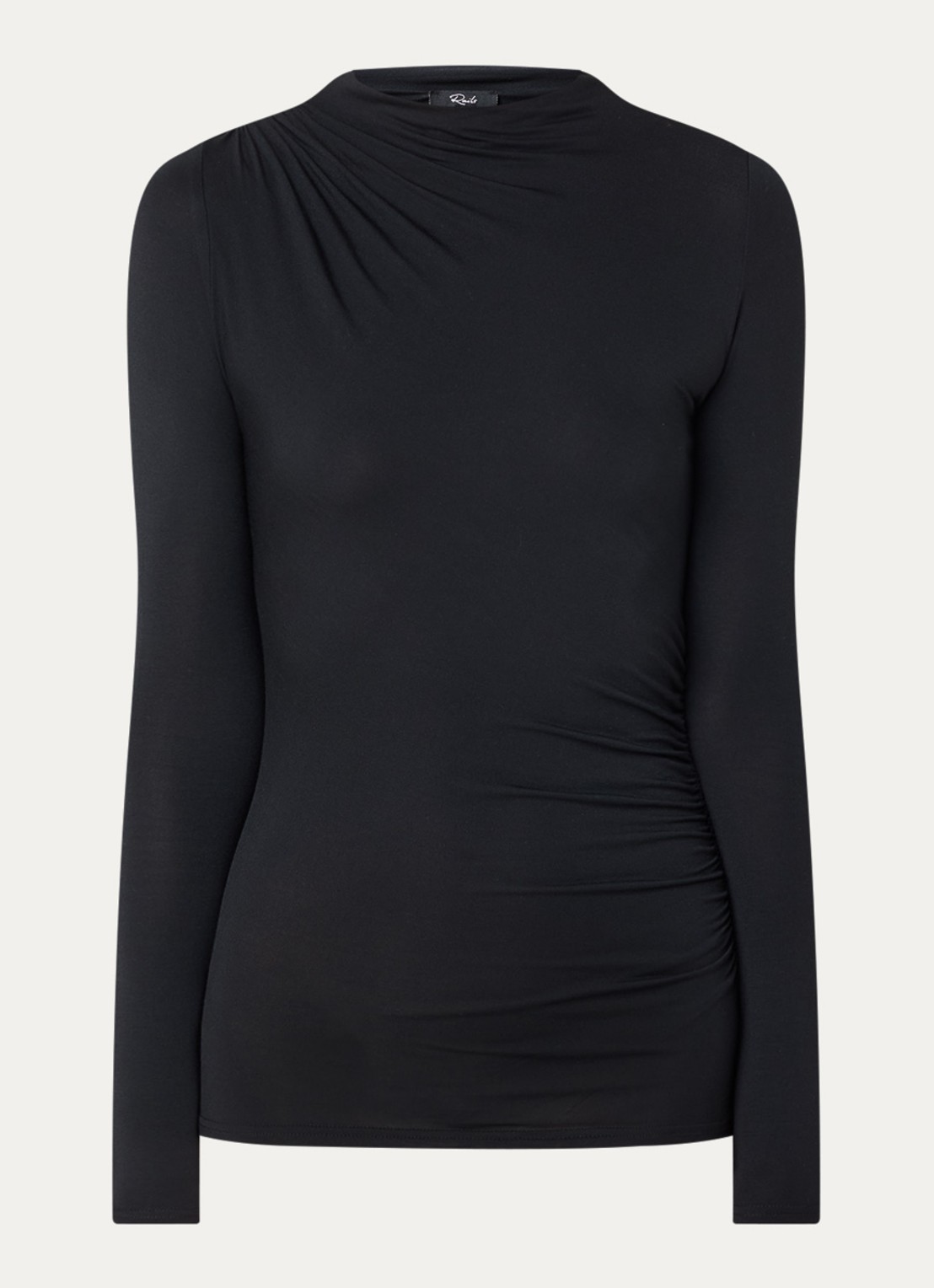 Rails Joelle top met plooidetail - voorkant 2 zwart