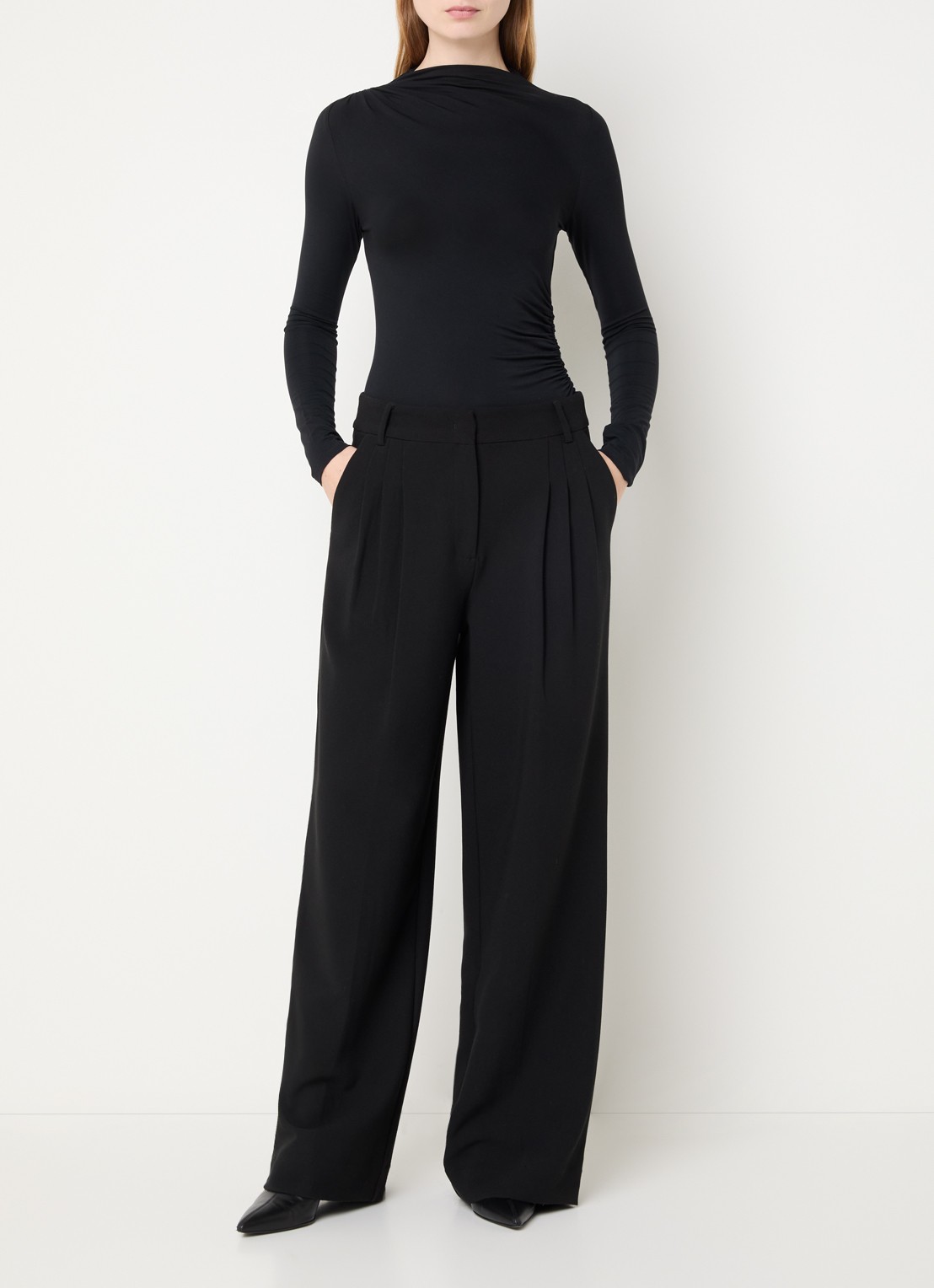 Rails Joelle top met plooidetail - voorkant 3 zwart