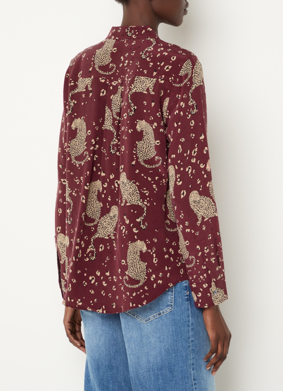 Rails Kate blouse van zijde met print - achterkant 4 bordeauxrood