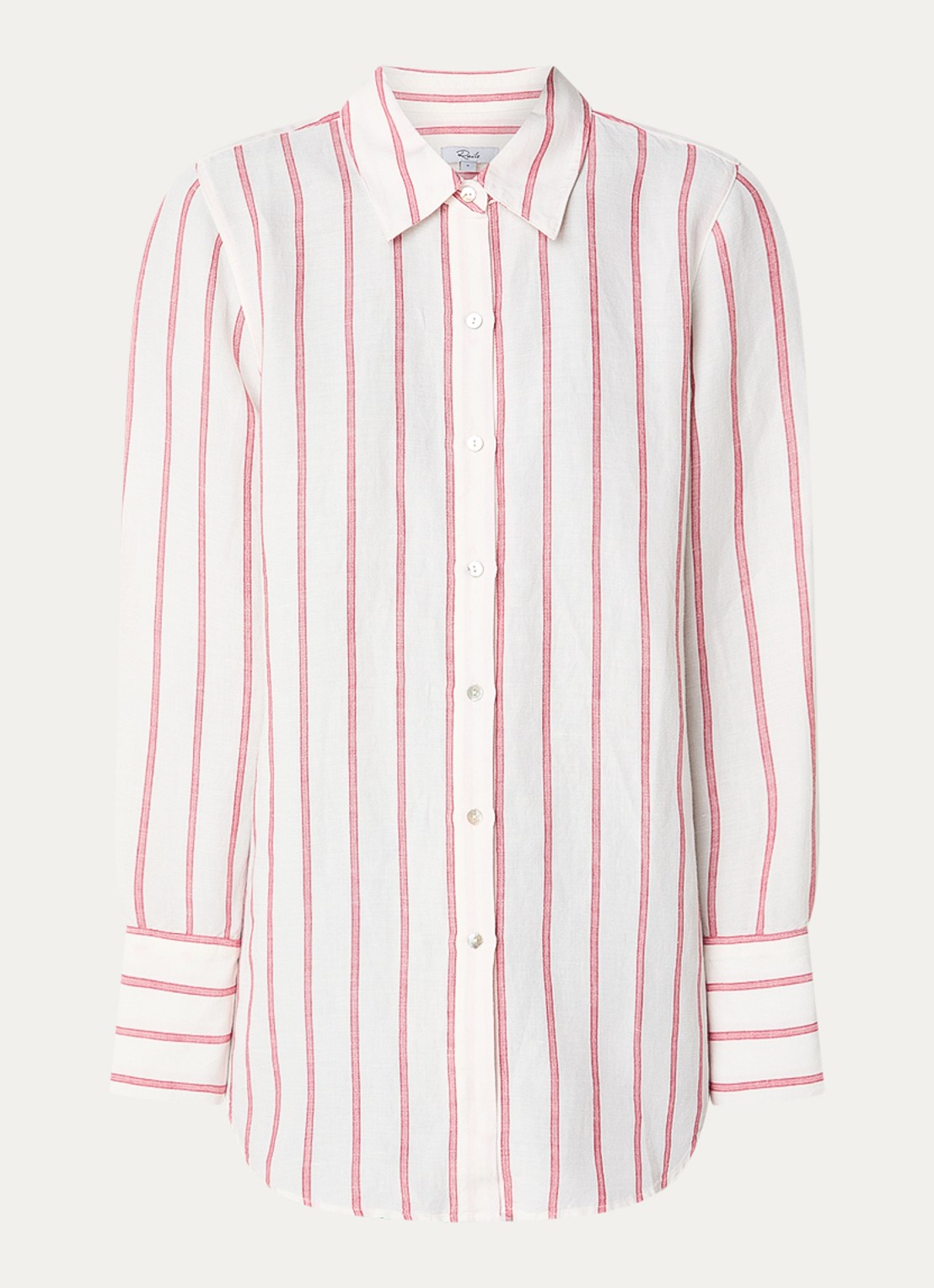 Rails Knox blouse in linnenblend met streepprint - voorkant rood