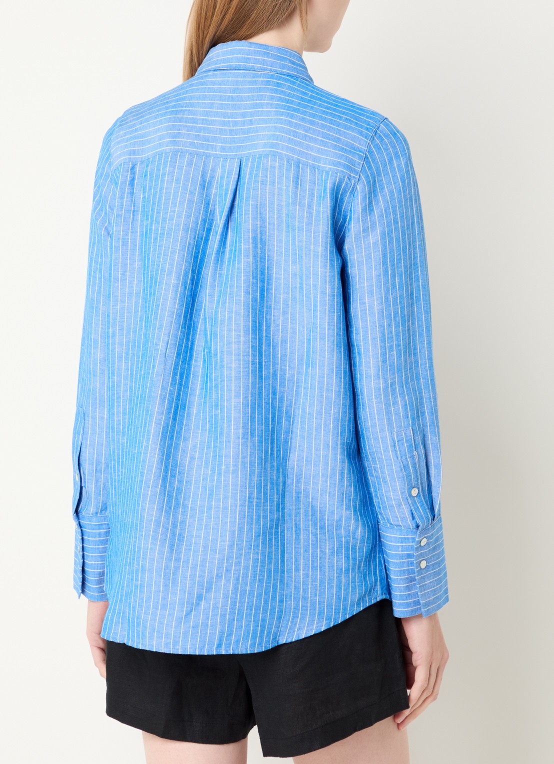 Rails Knox blouse in linnenblend met streepprint - achterkant 2 blauw