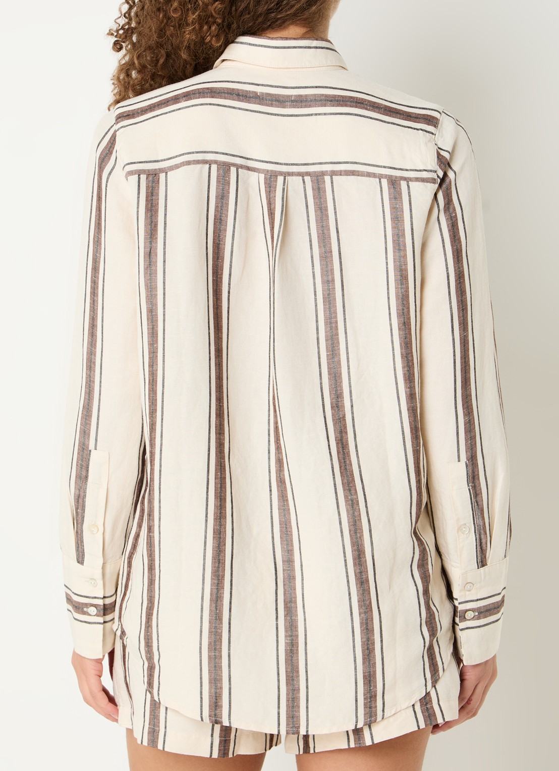Rails Knox blouse met streepprint in linnenblend - achterkant 4 creme