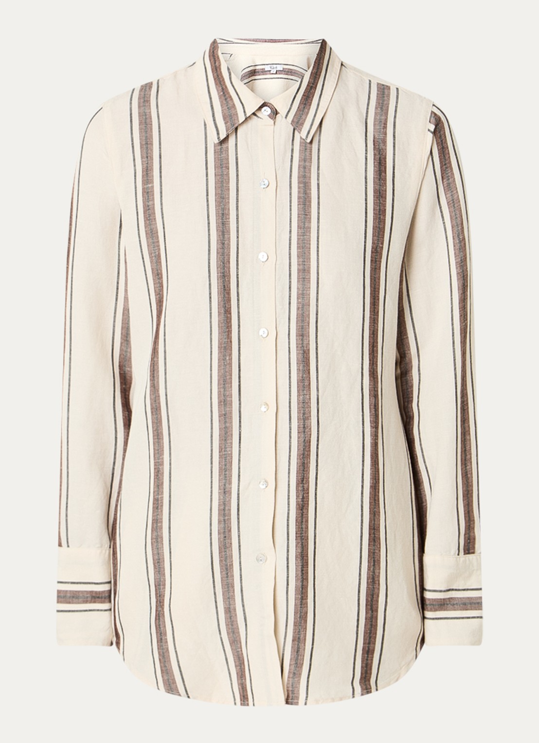Rails Knox blouse met streepprint in linnenblend - voorkant creme