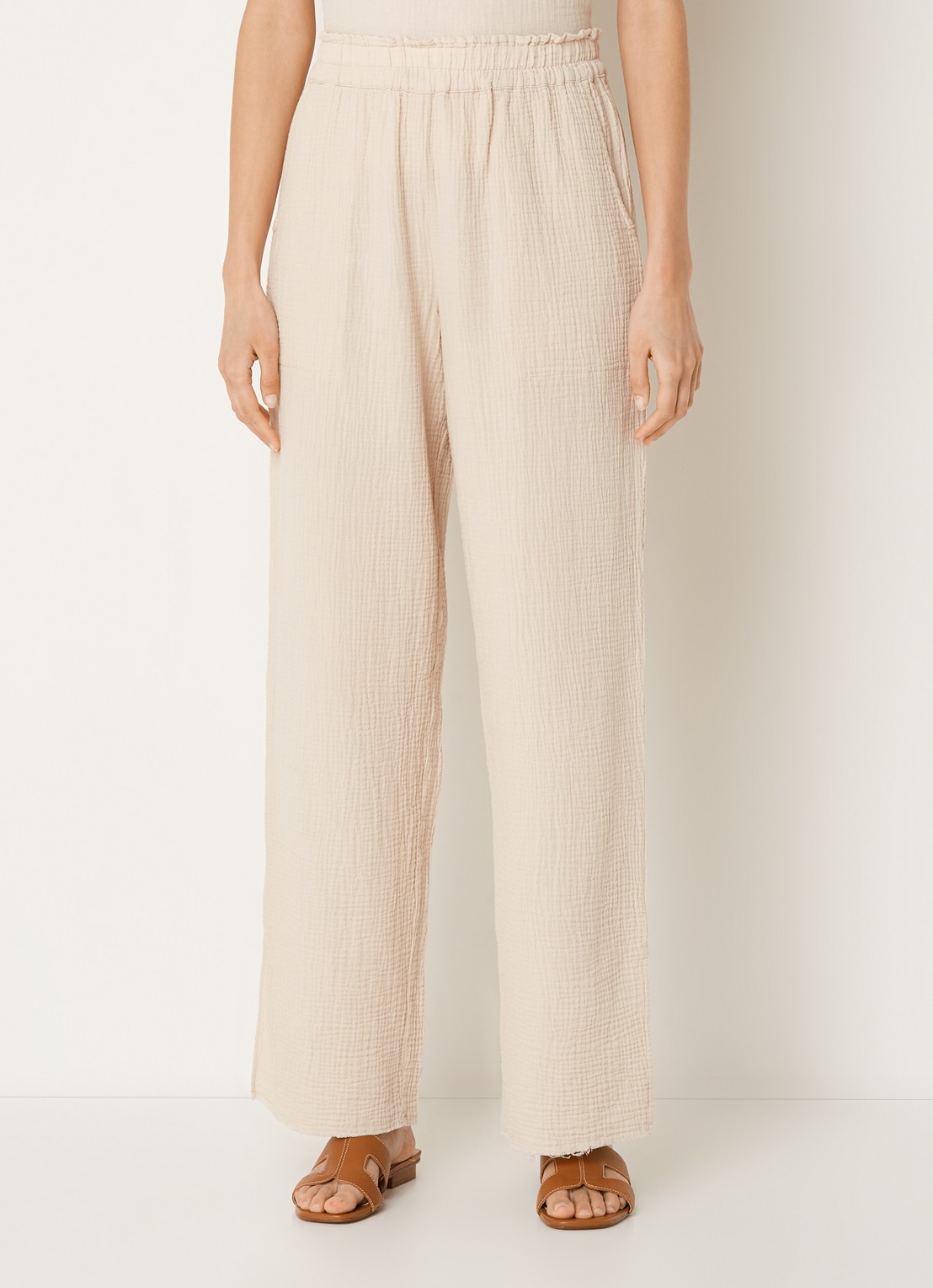 Rails Leon high waist wide fit broek van  katoen  - detail 2 donkerbeige