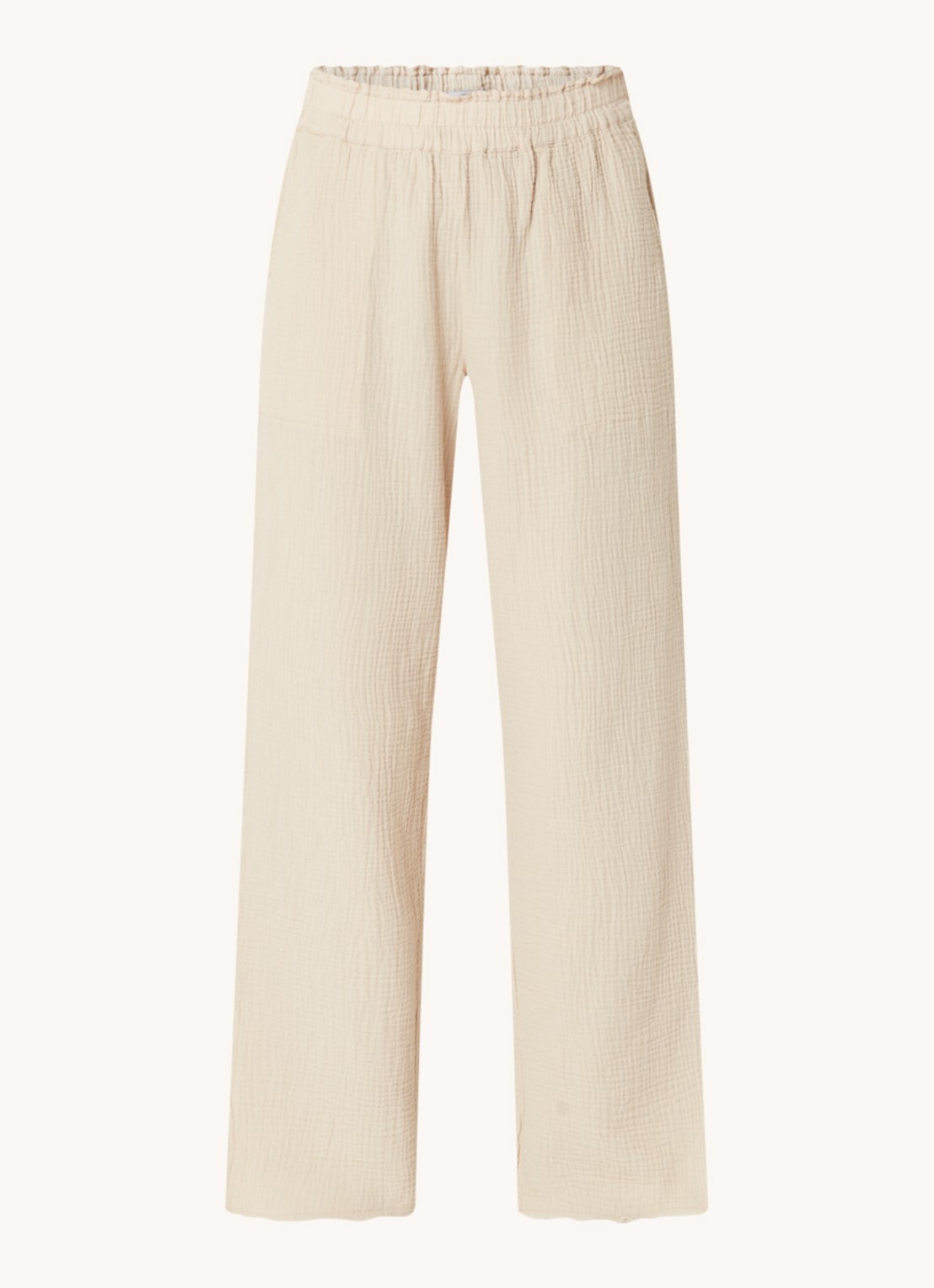 Rails Leon high waist wide fit broek van  katoen  - voorkant 3 donkerbeige