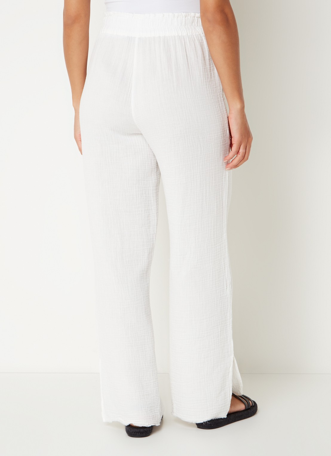 Rails Leon mid waist straight fit broek van  katoen met structuur - achterkant 3 wit