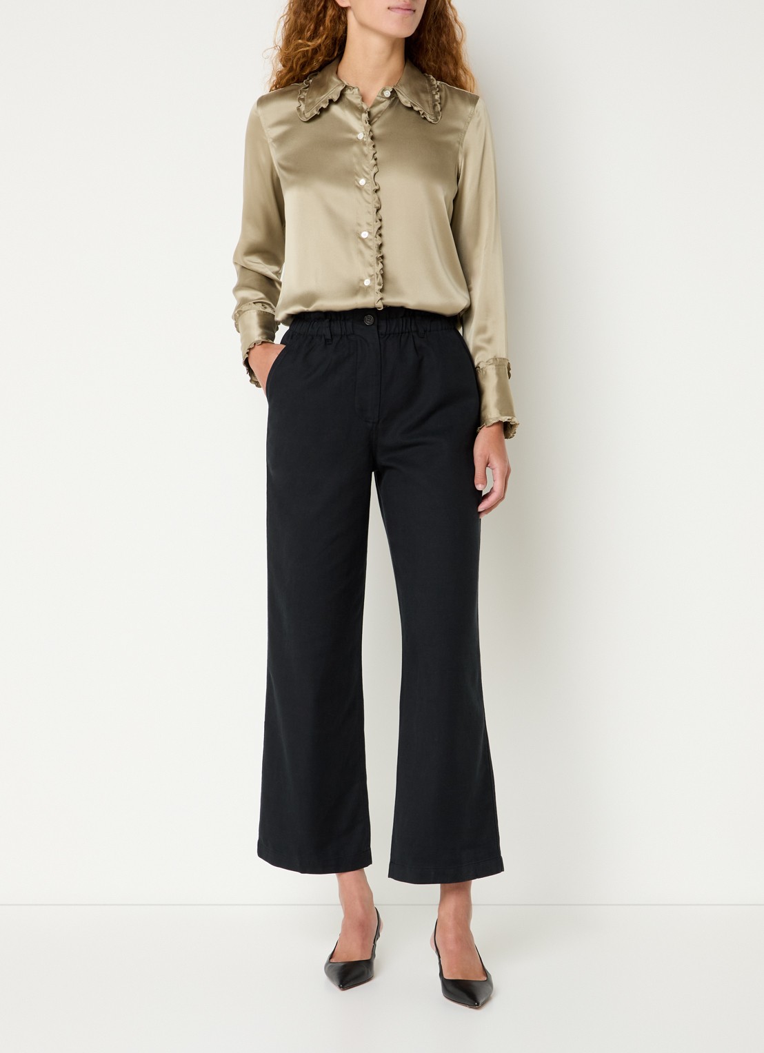 Rails Lira high waist cropped flared fit broek  - voorkant 6 zwart