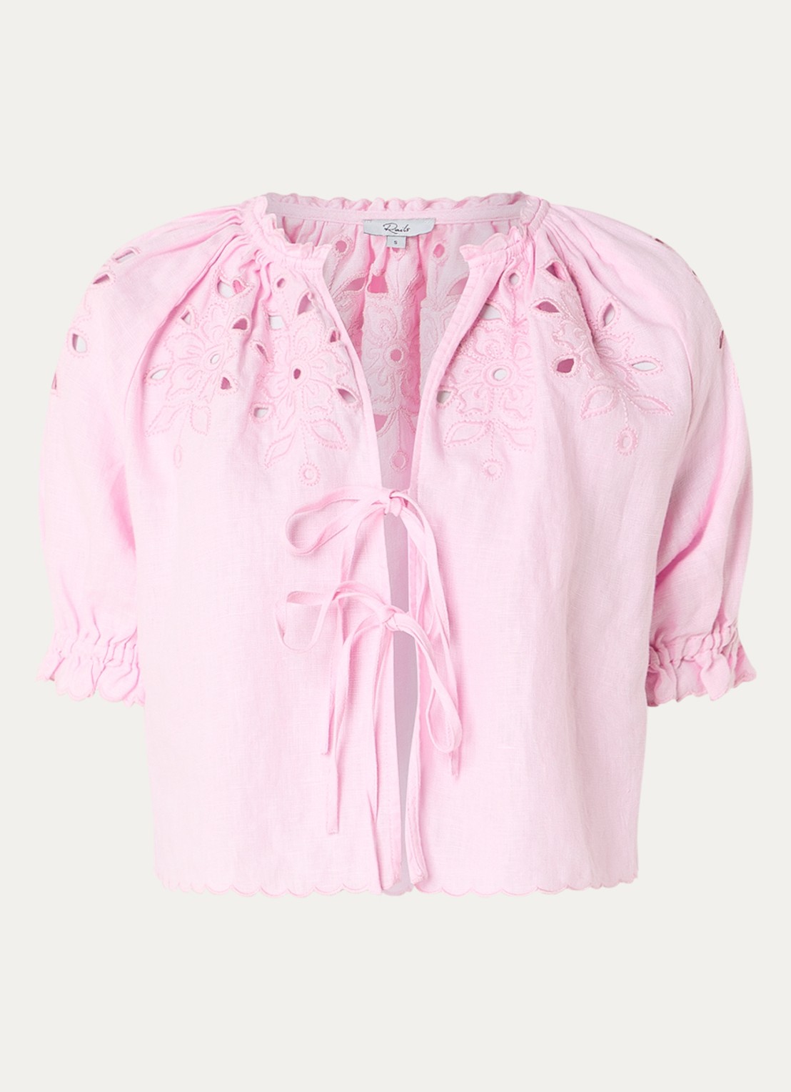 Rails Lizbeth blouse van linnen met broderie - voorkant 3 roze