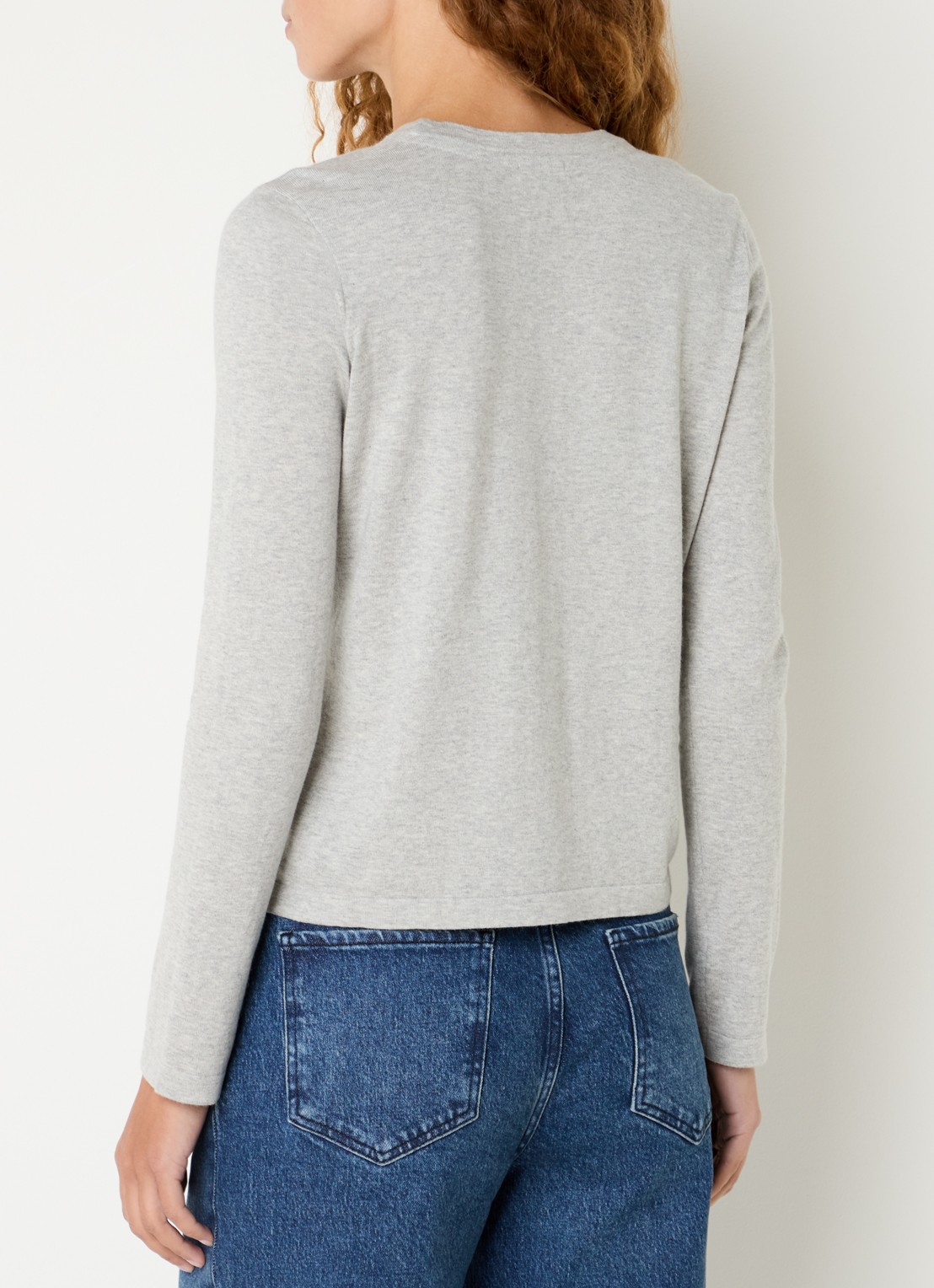 Rails Longsleeve in kasjmierblend met ronde hals - achterkant 3 lichtgrijs