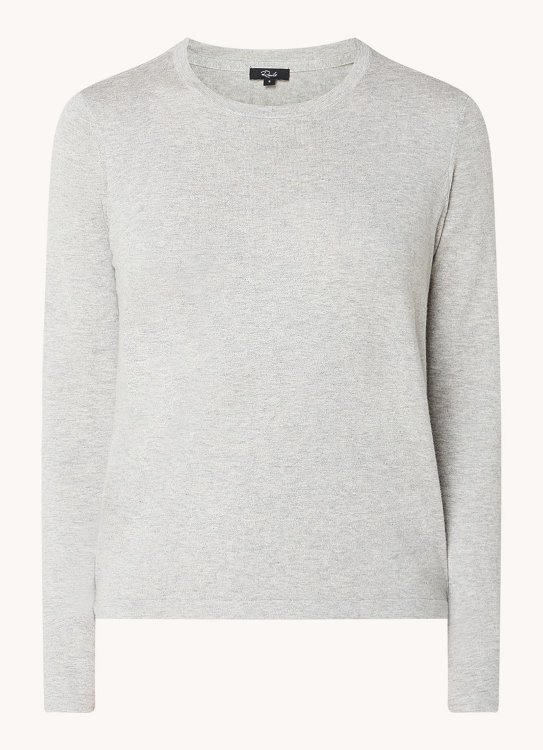 Rails Longsleeve in kasjmierblend met ronde hals - voorkant lichtgrijs