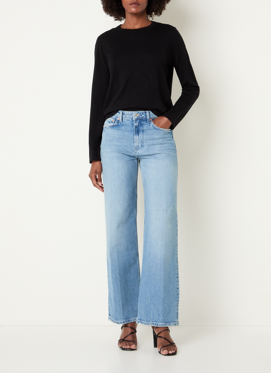 Rails Longsleeve in kasjmierblend - voorkant 2 zwart