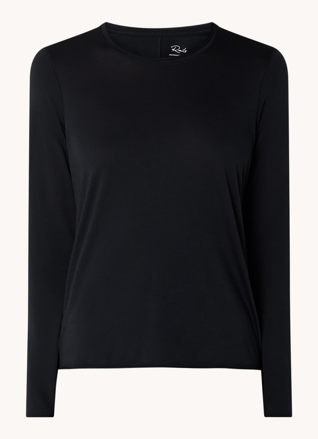 Rails Longsleeve van  katoen met stretch - voorkant zwart