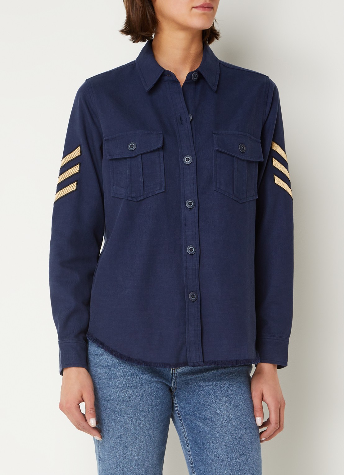 Rails Loren blouse  met borstzakken - detail donkerblauw