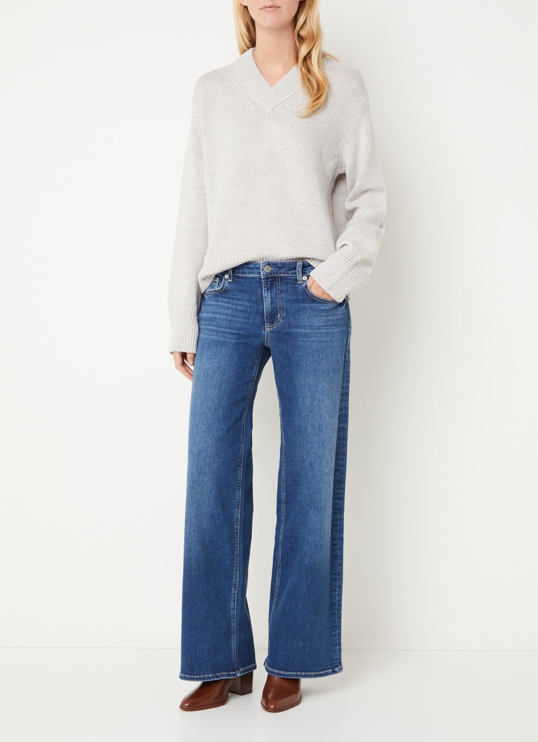 Rails Low waist straight fit jeans met medium wassing - voorkant 5 indigo