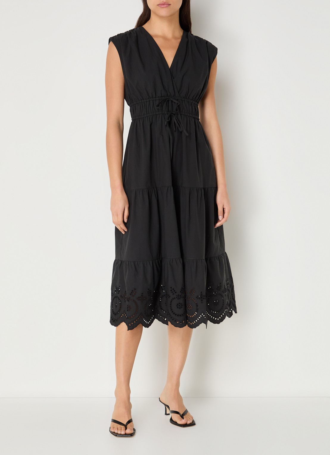 Rails Lucia gelaagde midi jurk  met broderie - detail 4 zwart