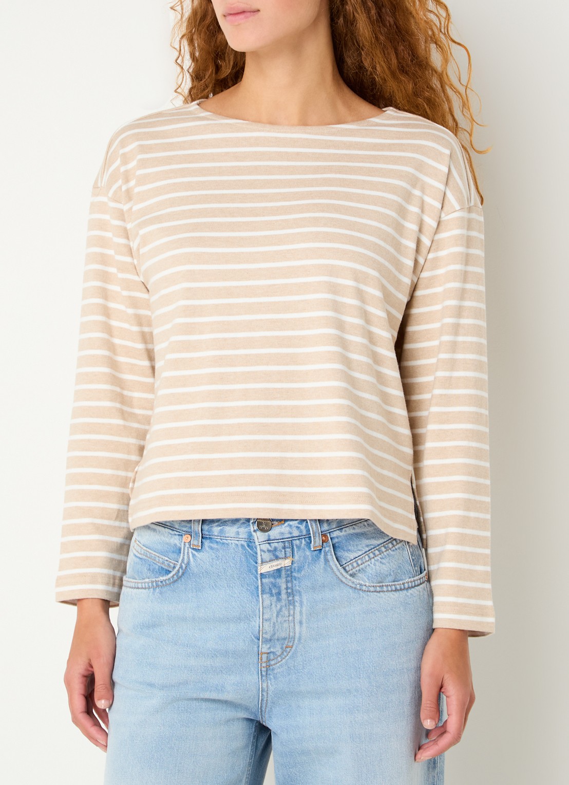 Rails Macy longsleeve met streepprint - detail 6 beige