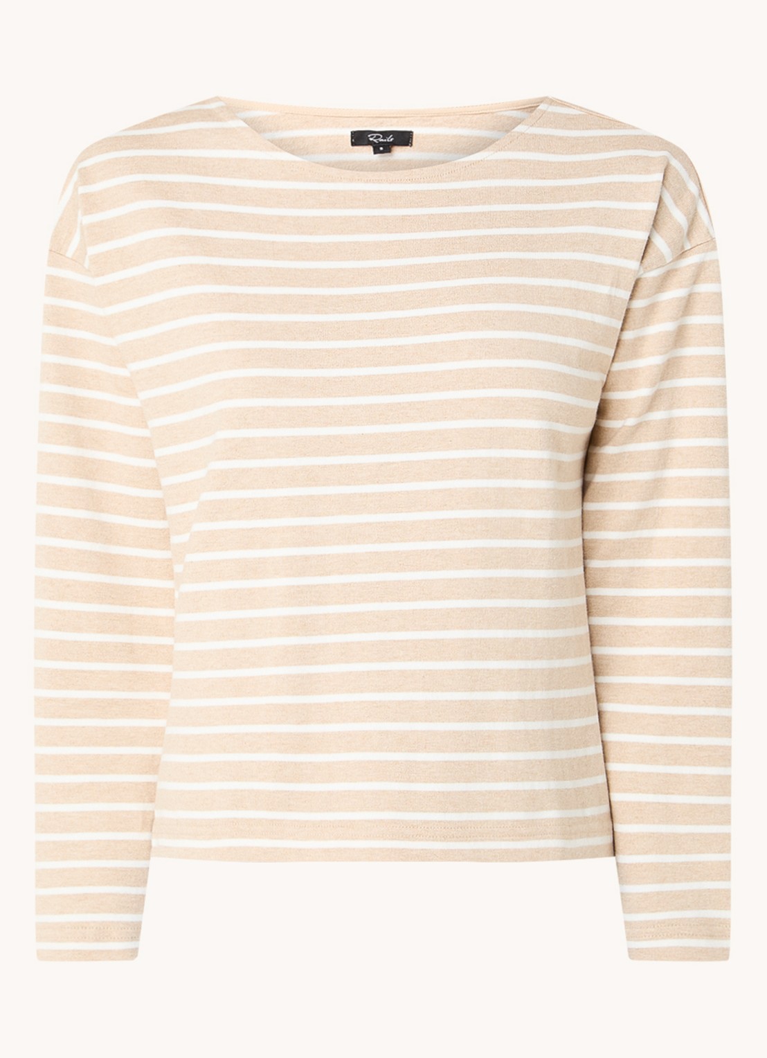 Rails Macy longsleeve met streepprint - voorkant beige