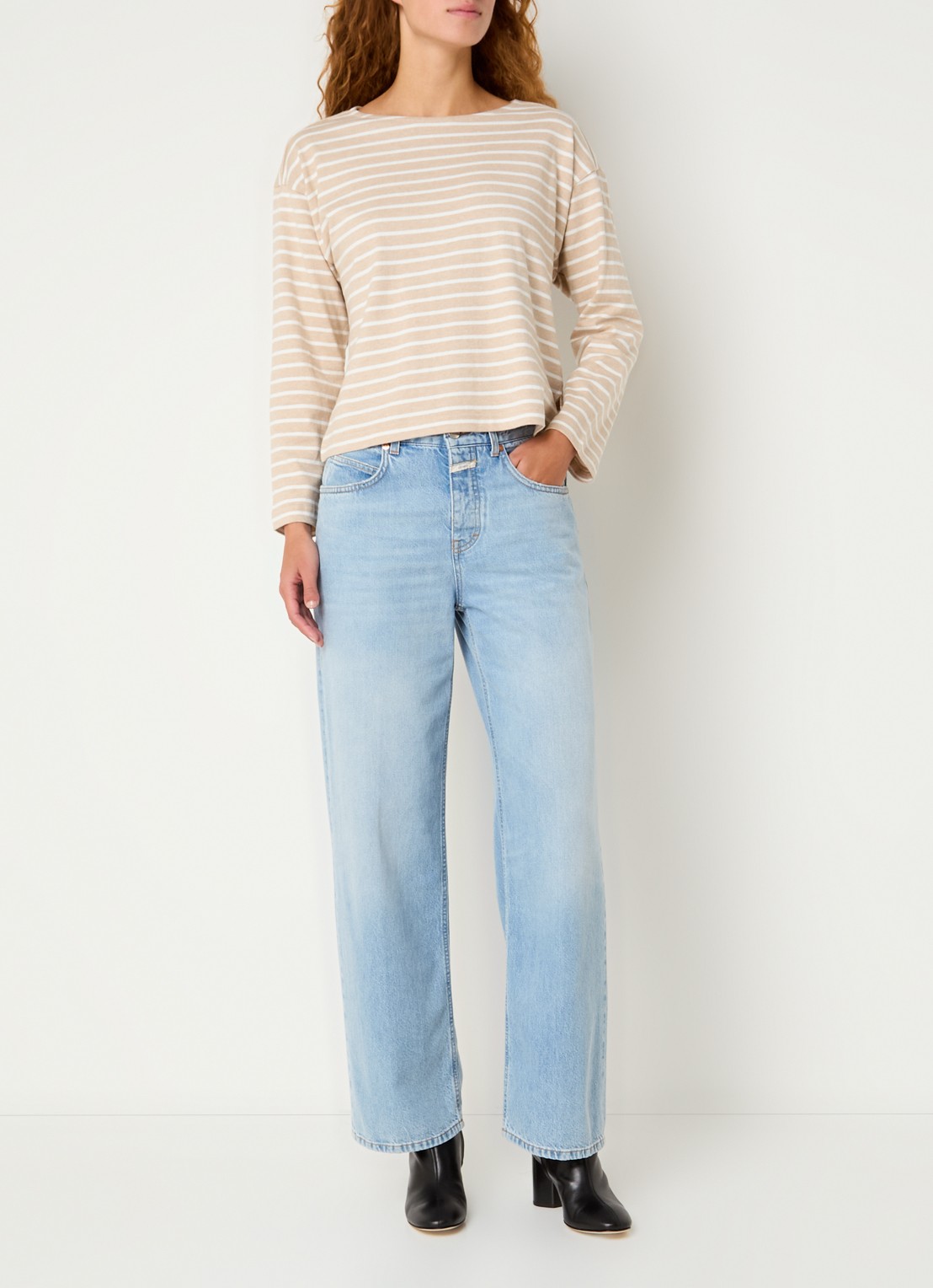 Rails Macy longsleeve met streepprint - voorkant 2 beige