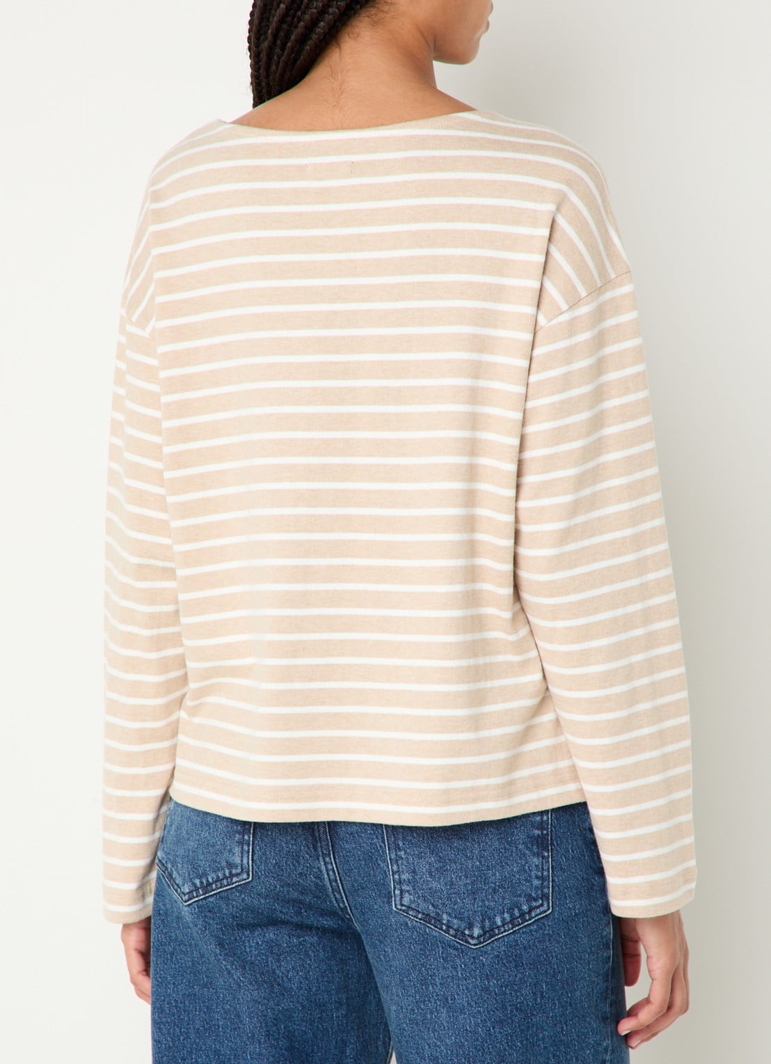Rails Macy longsleeve met streepprint - achterkant 5 beige