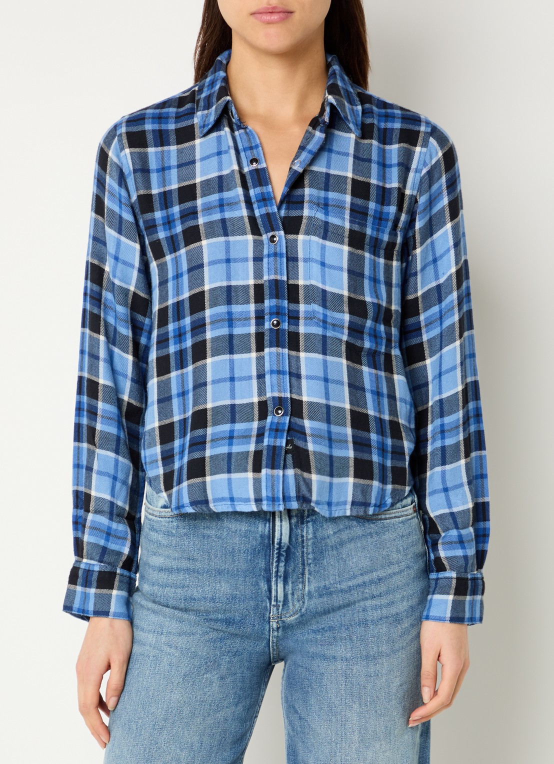 Rails Malin blouse met ruitdessin - detail 4 blauw