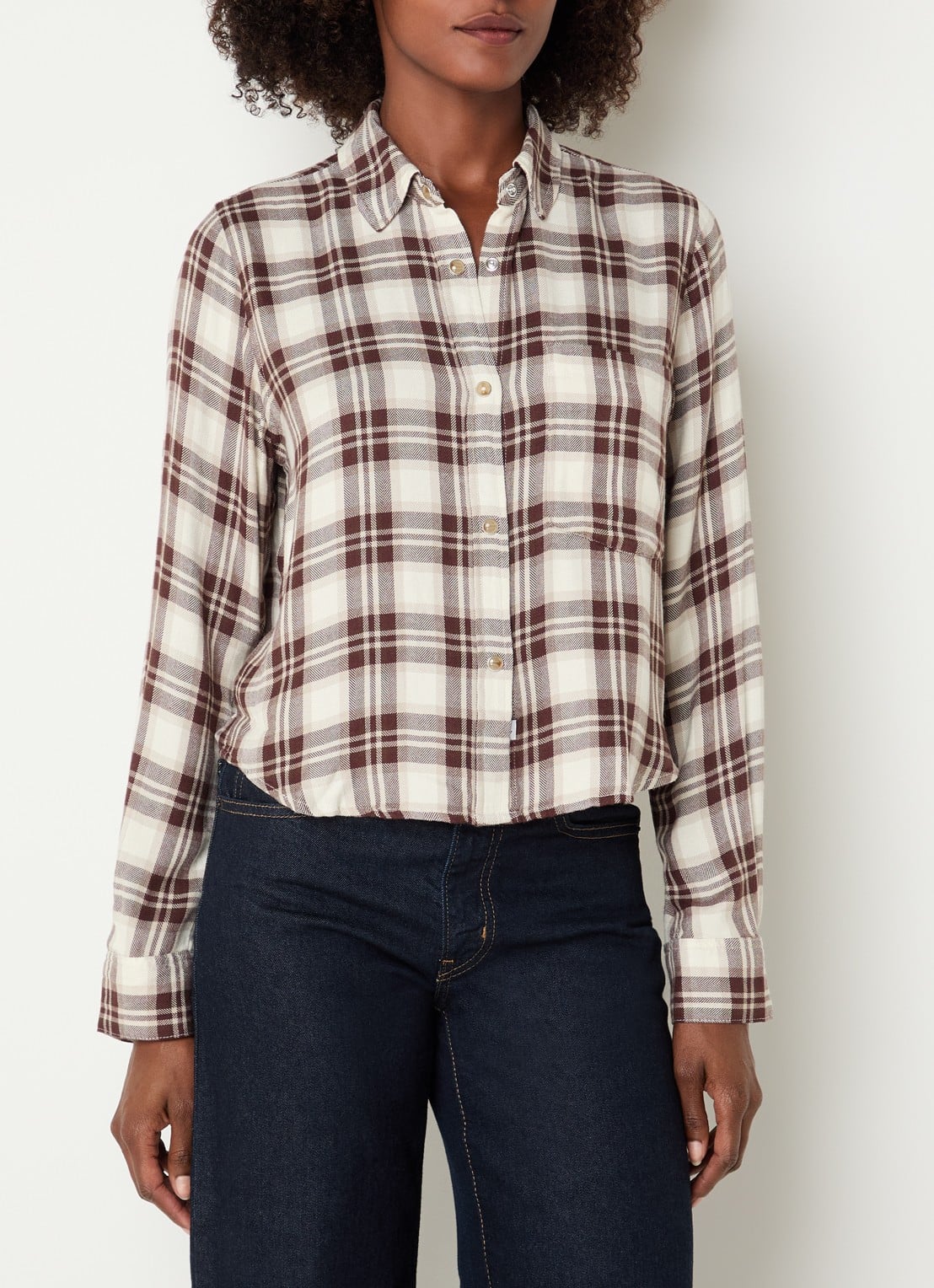 Rails Malin blouse met ruitdessin - detail bruin