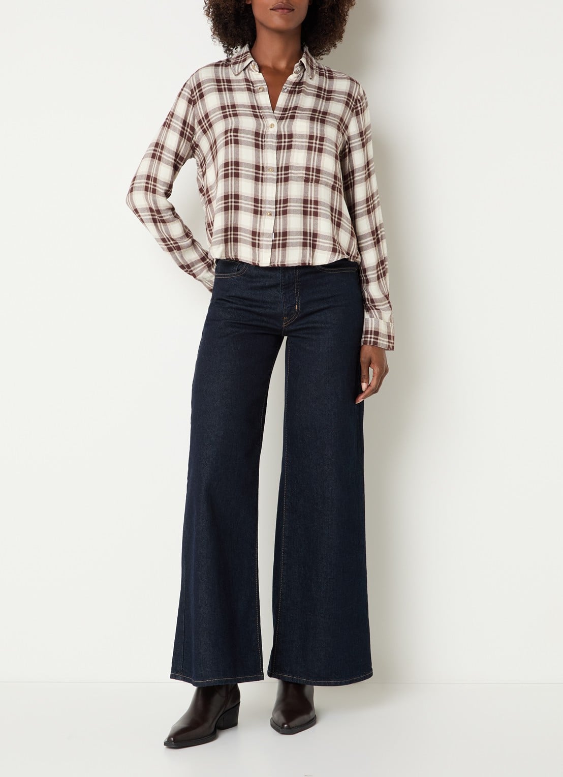 Rails Malin blouse met ruitdessin - voorkant 3 bruin