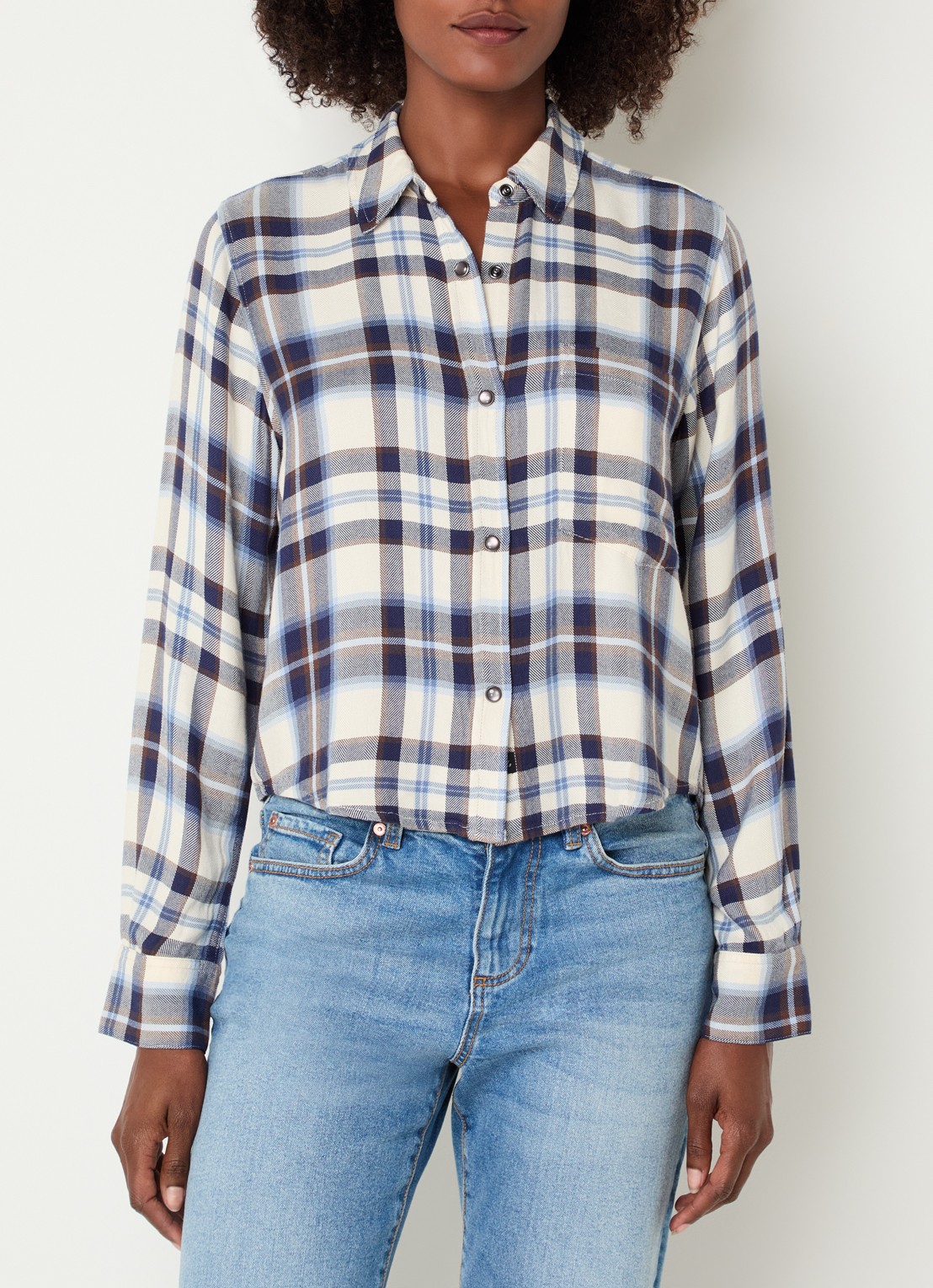 Rails Malin blouse met ruitdessin - detail blauw