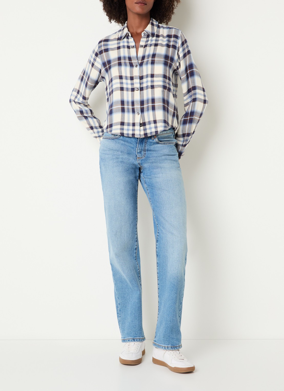 Rails Malin blouse met ruitdessin - voorkant 3 blauw