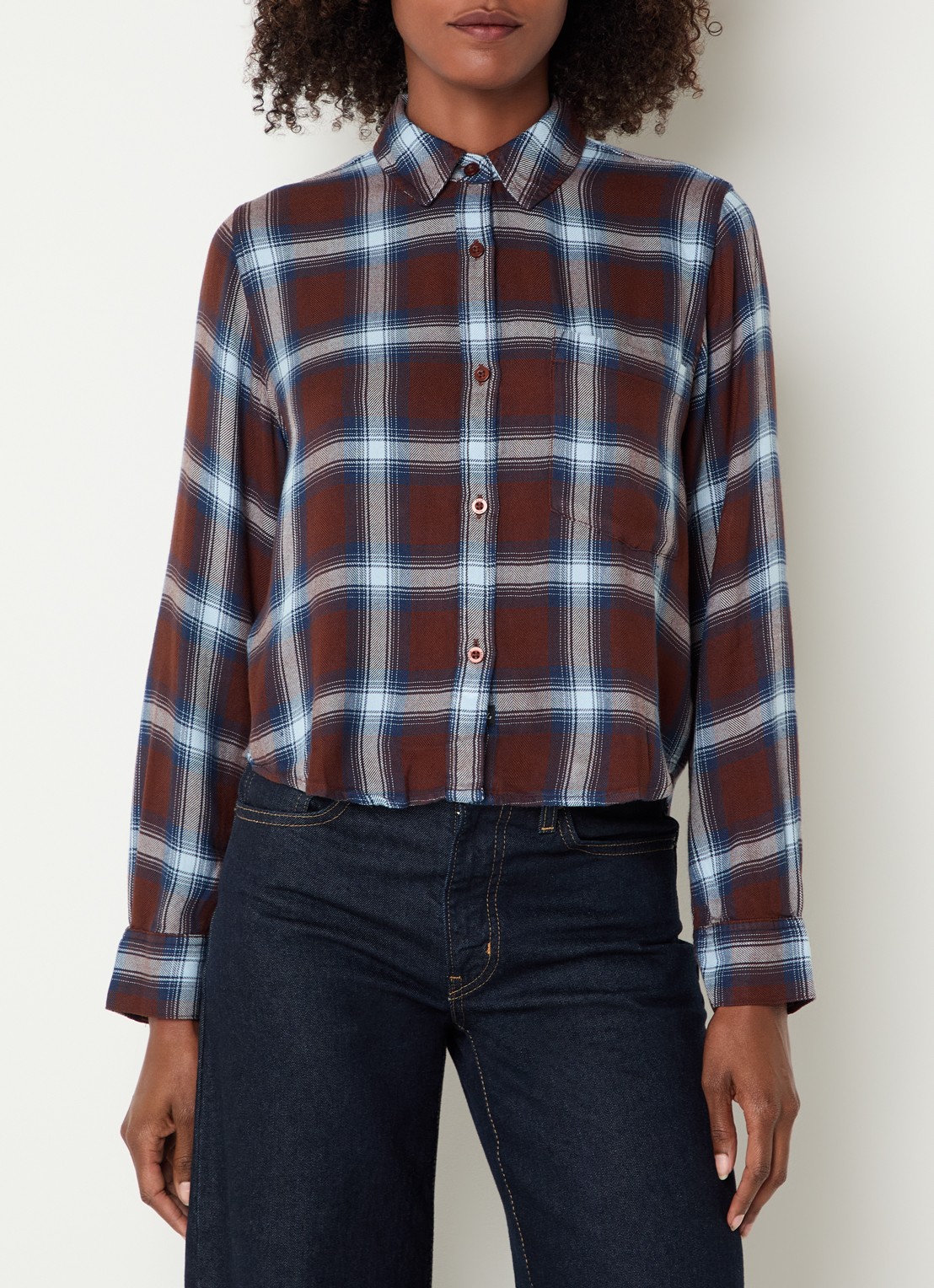 Rails Malin blouse met ruitdessin - detail bruin