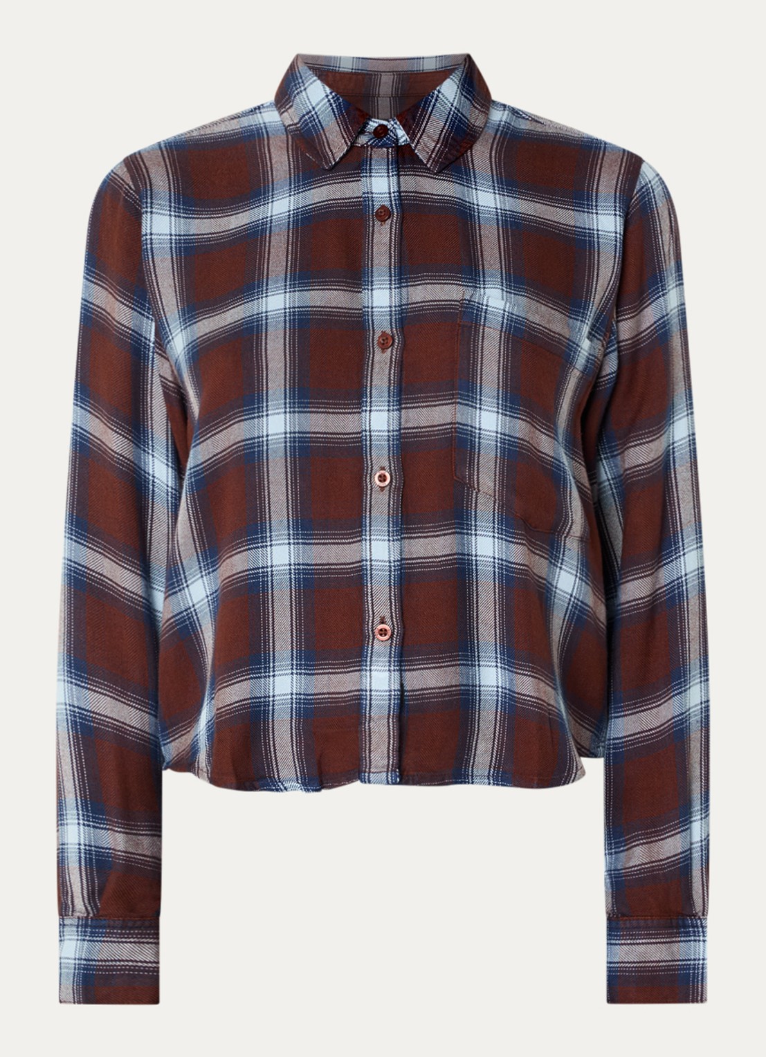 Rails Malin blouse met ruitdessin - voorkant 2 bruin