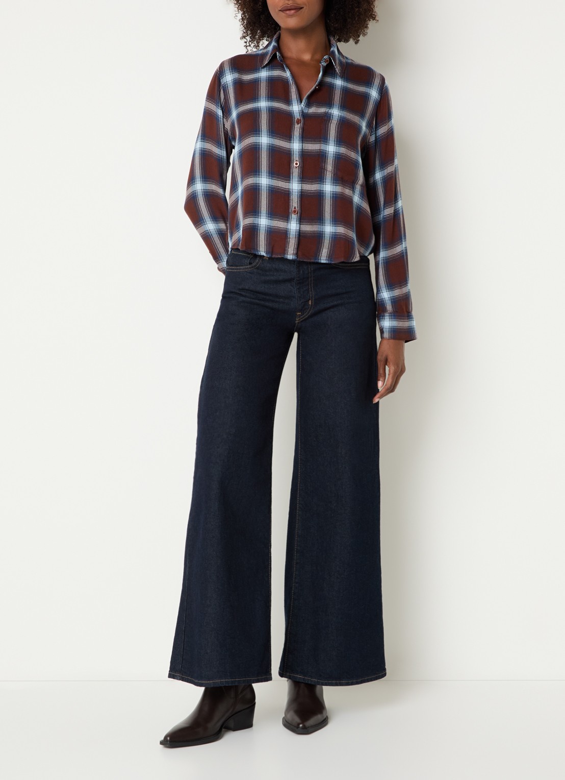 Rails Malin blouse met ruitdessin - voorkant 3 bruin