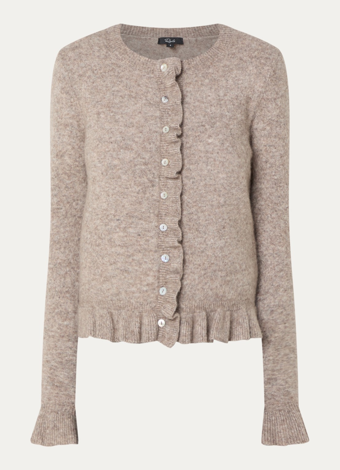 Rails Mandy fijngebreid vest in kasjmierblend met peplum - voorkant 3 donkerbeige