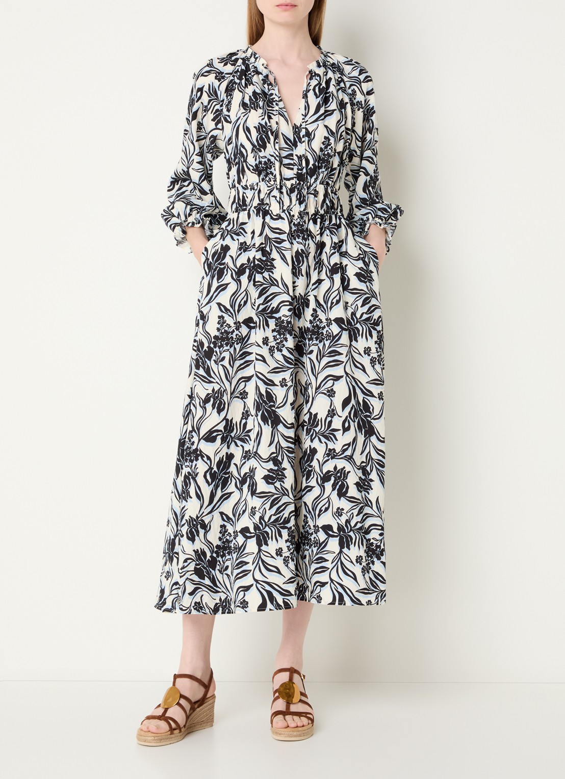 Rails Matia maxi jurk met ballonmouw en print - detail 3 gebroken wit