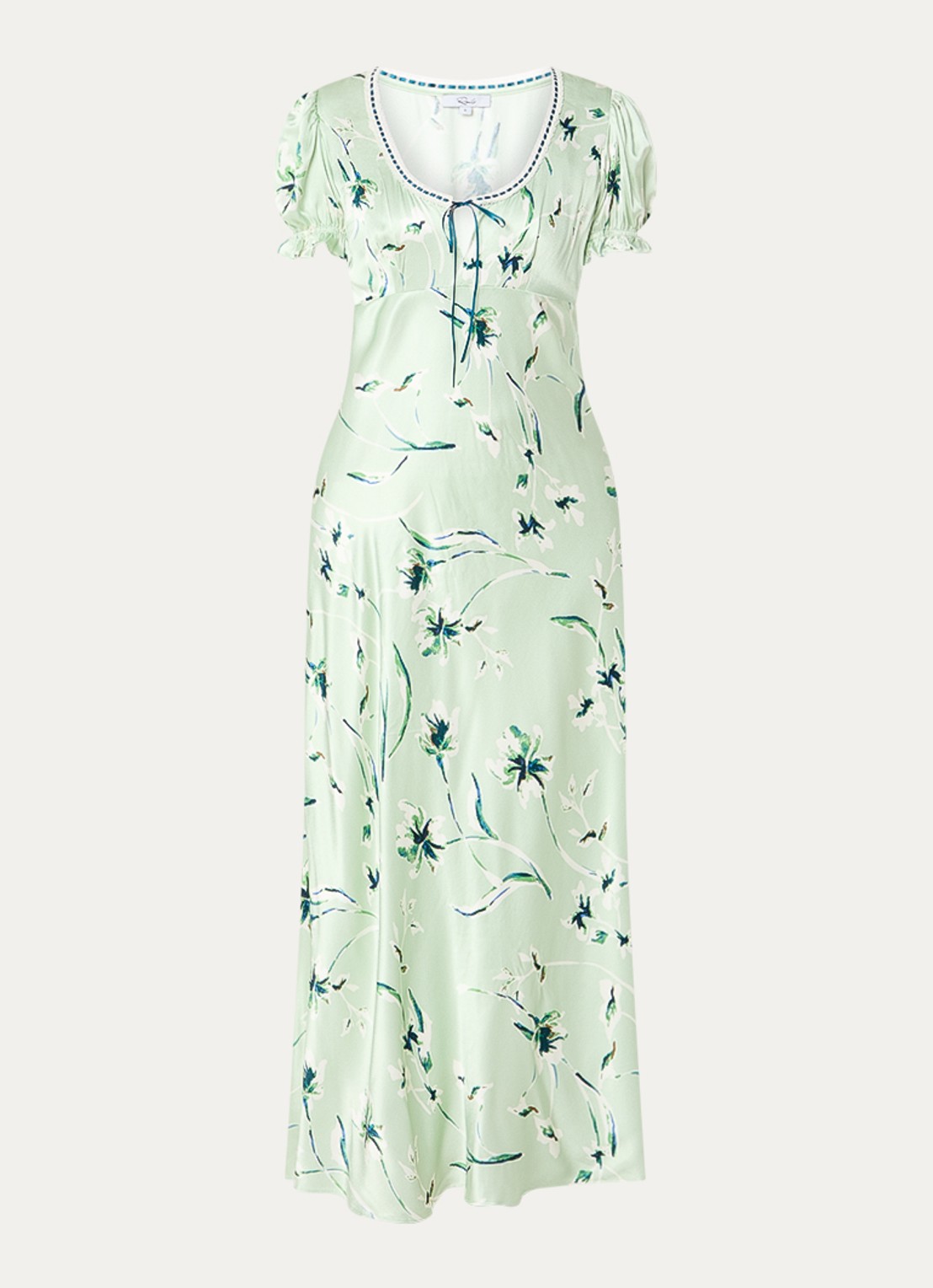 Rails Maxi jurk met bloemenprint en ronde hals - voorkant 3 lichtgroen