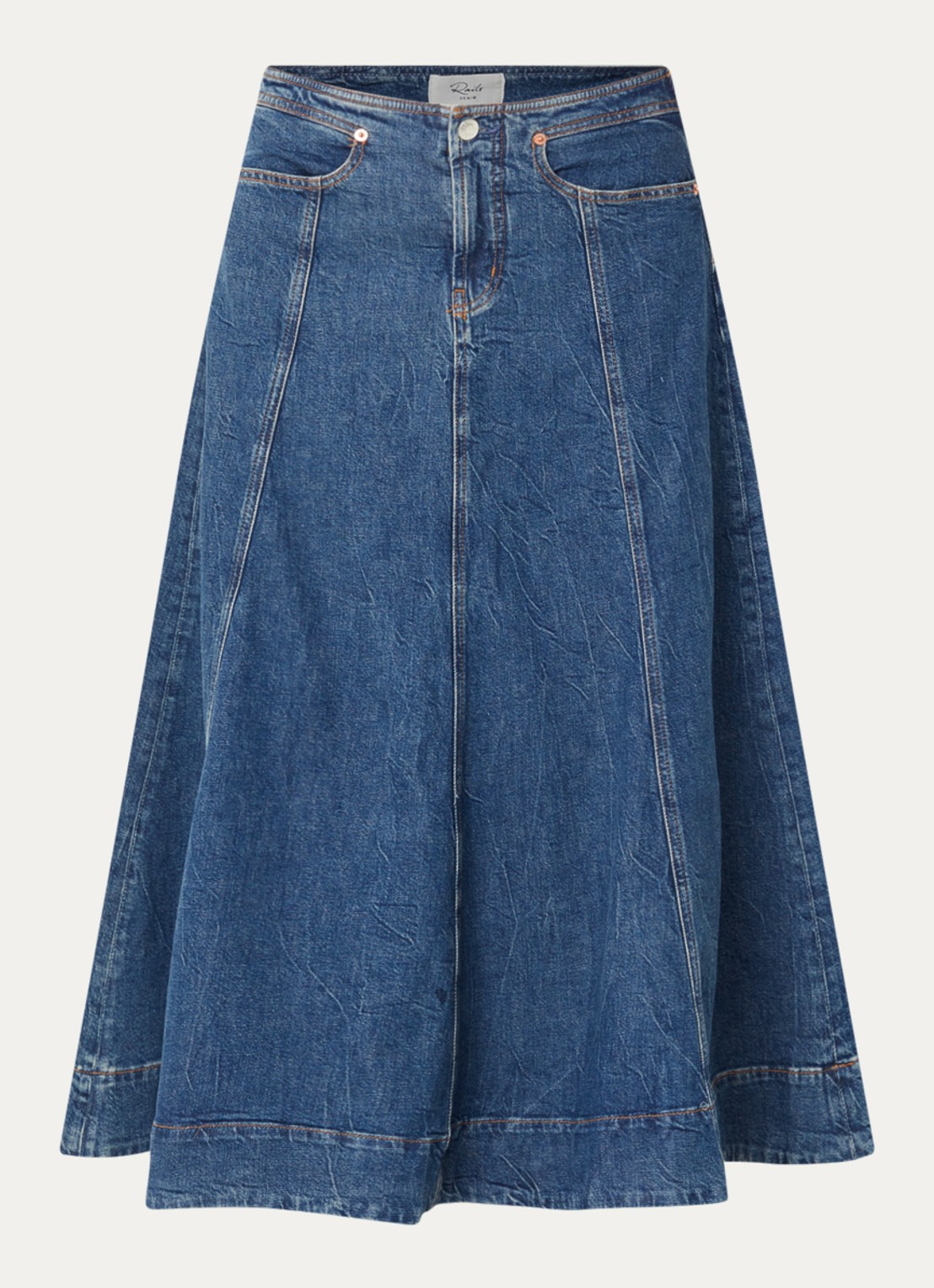 Rails Maxi spijkerrok met steekzakken - voorkant indigo