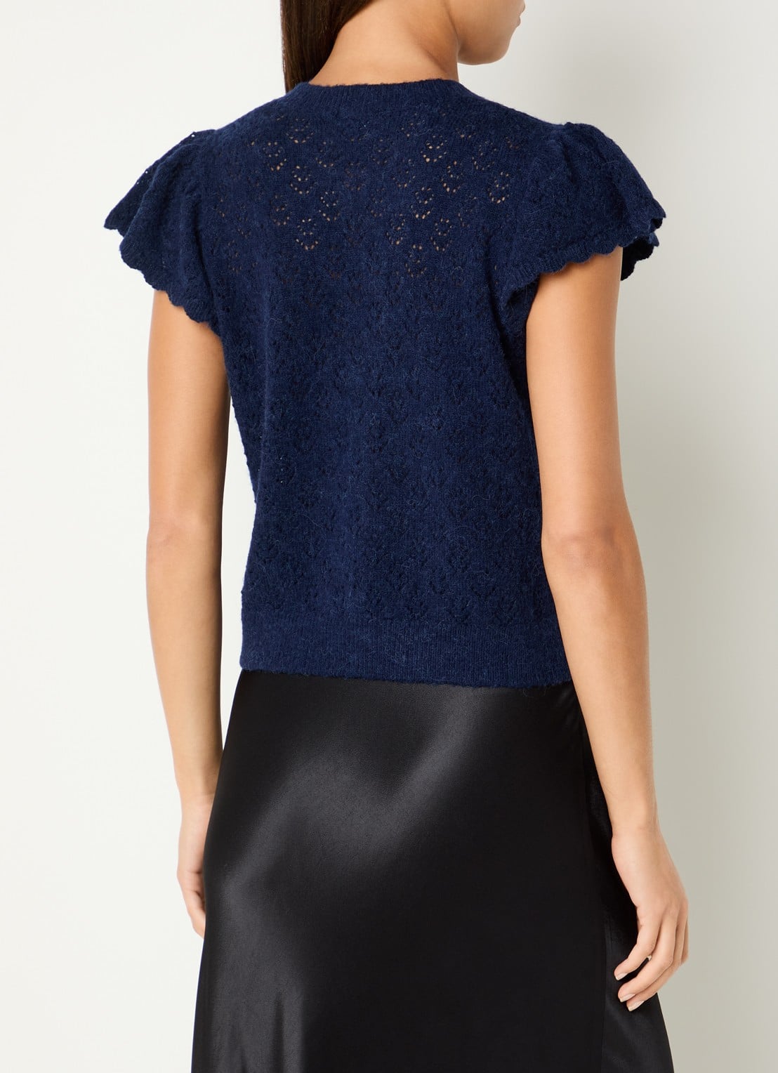 Rails Meeka grofgebreid vest in alpaca wolblend met opengewerkt dessin - achterkant 2 donkerblauw