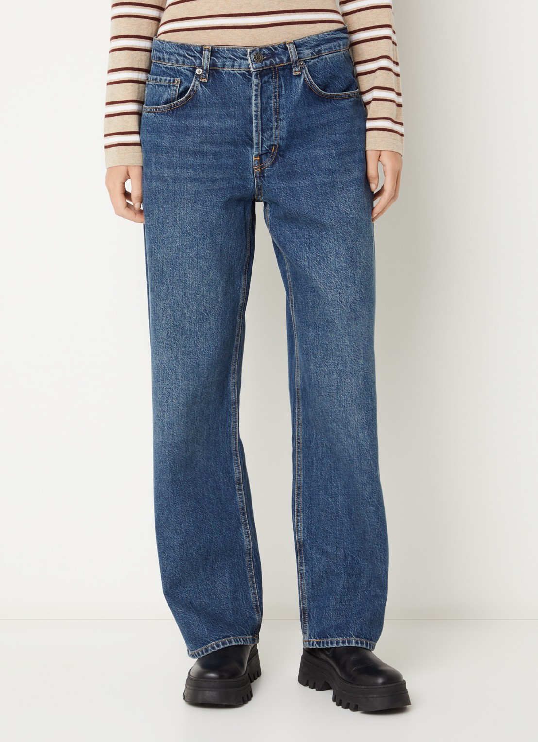 Rails Mid waist straight leg jeans met medium wassing - detail 4 indigo
