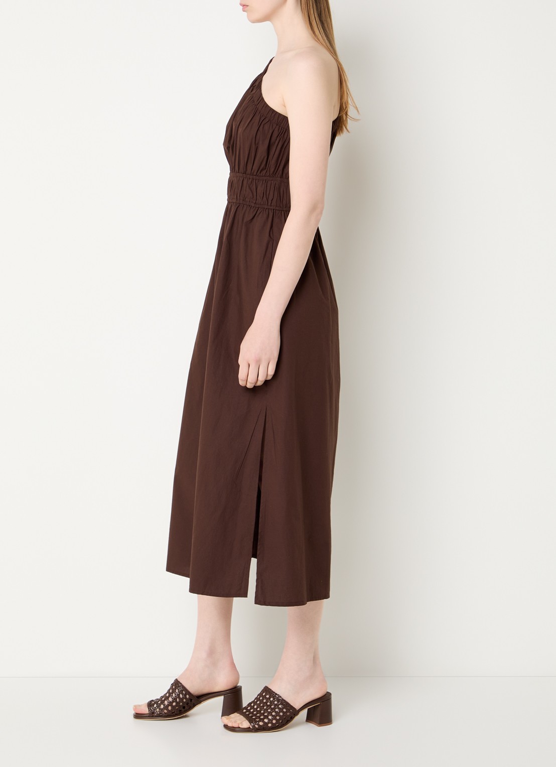 Rails Midi jurk met asymmetrische hals - voorkant 2 donkerbruin
