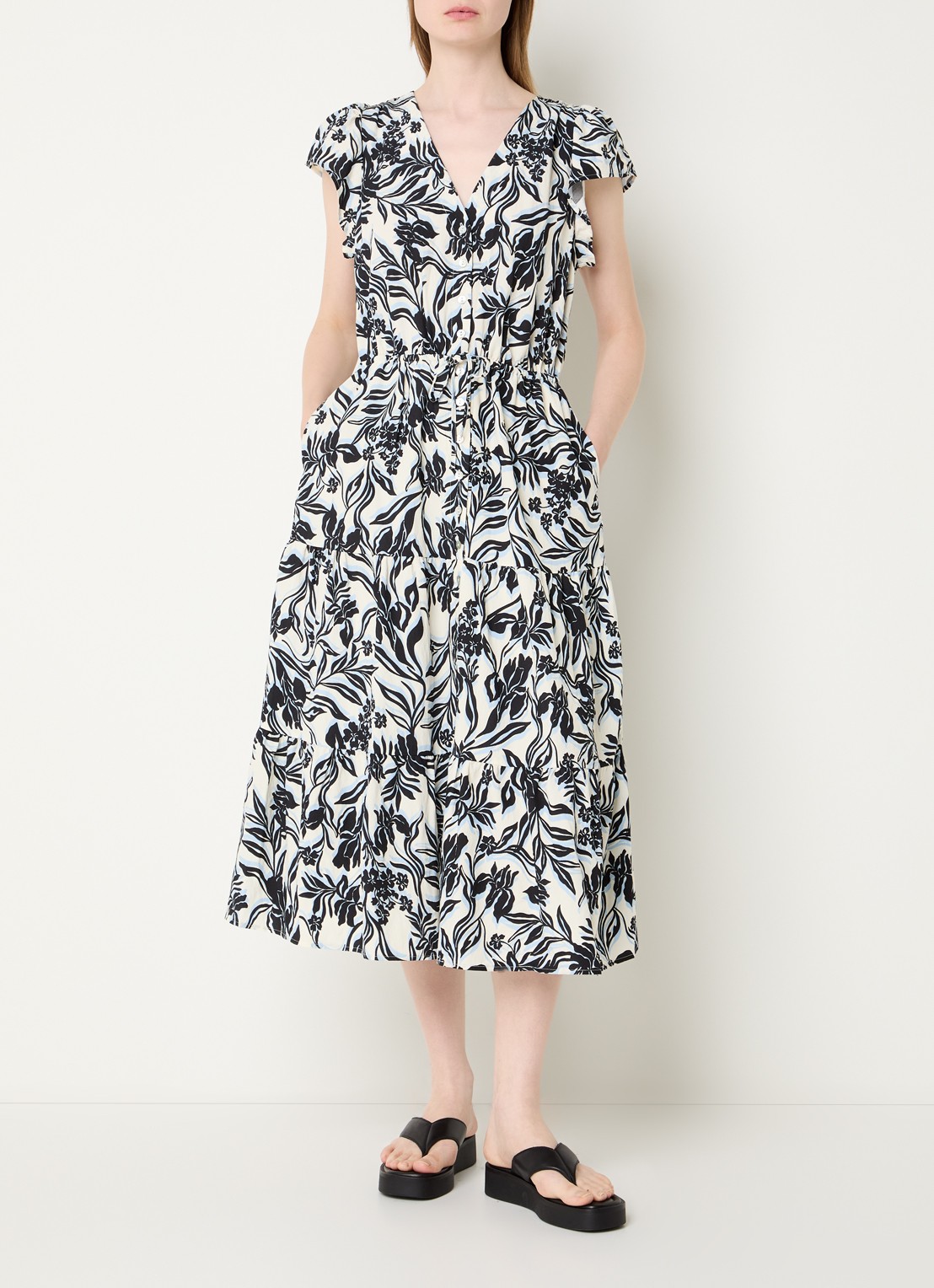 Rails Midi jurk met bloemenprint en steekzakken - detail 2 zwart