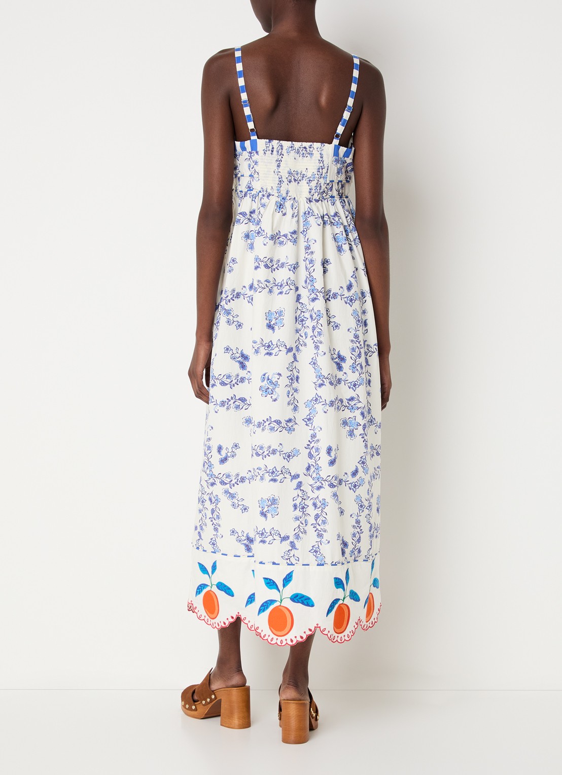 Rails Midi jurk met print en broderie - achterkant 3 blauw