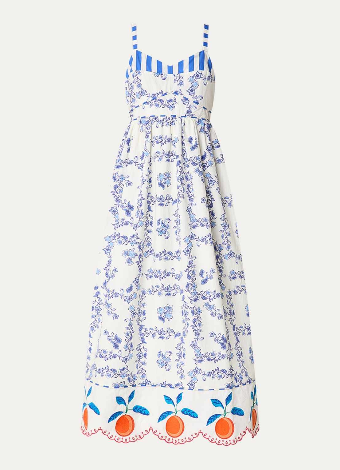 Rails Midi jurk met print en broderie - voorkant blauw