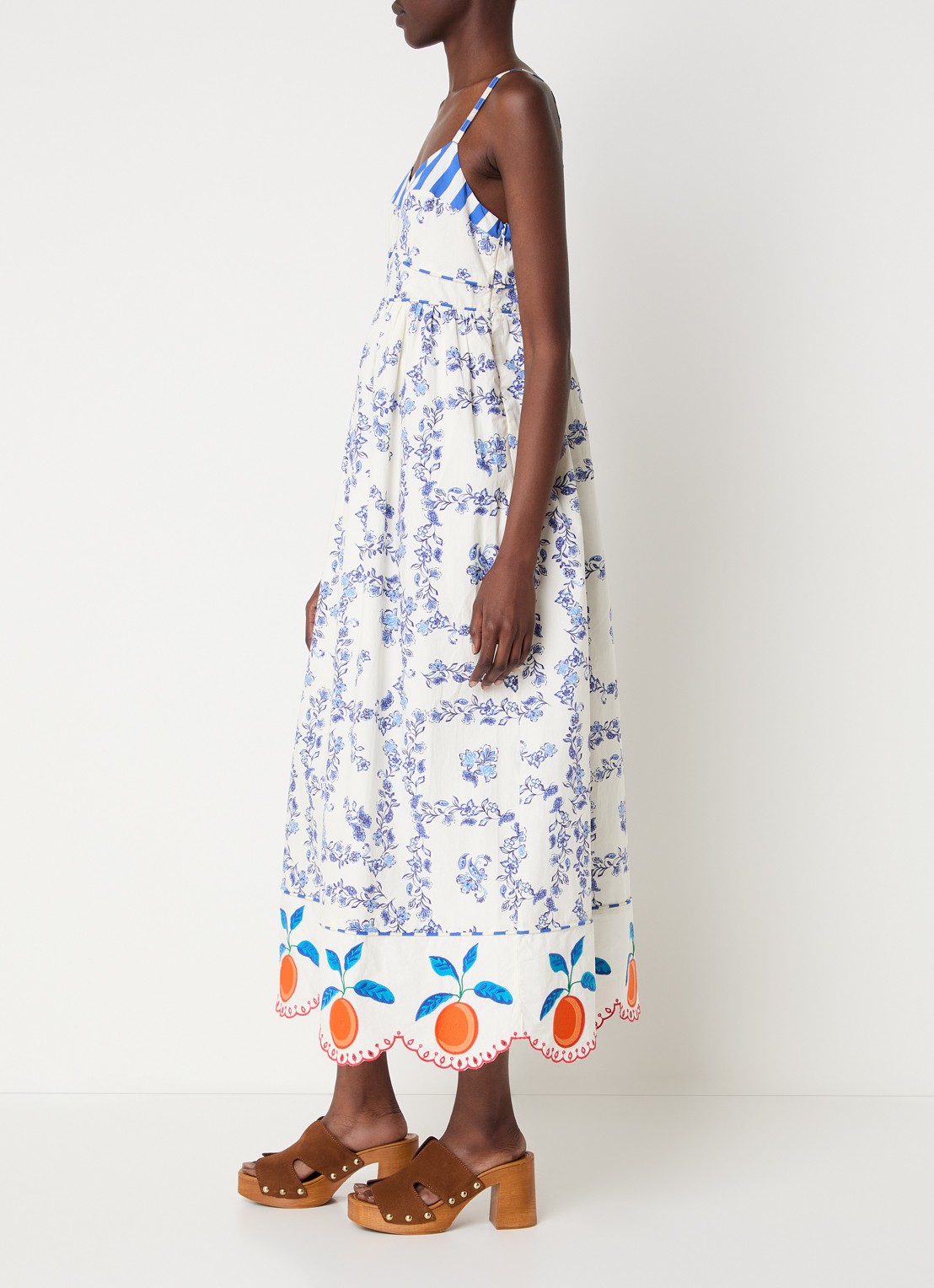 Rails Midi jurk met print en broderie - voorkant 2 blauw
