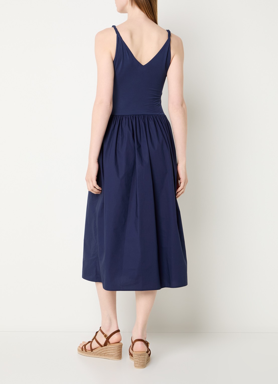 Rails Midi jurk met steekzakken en V-hals - achterkant 4 donkerblauw