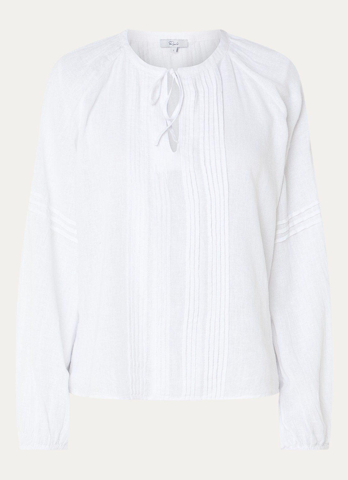 Rails Naples blouse in linnenblend met V-hals - voorkant 2 wit