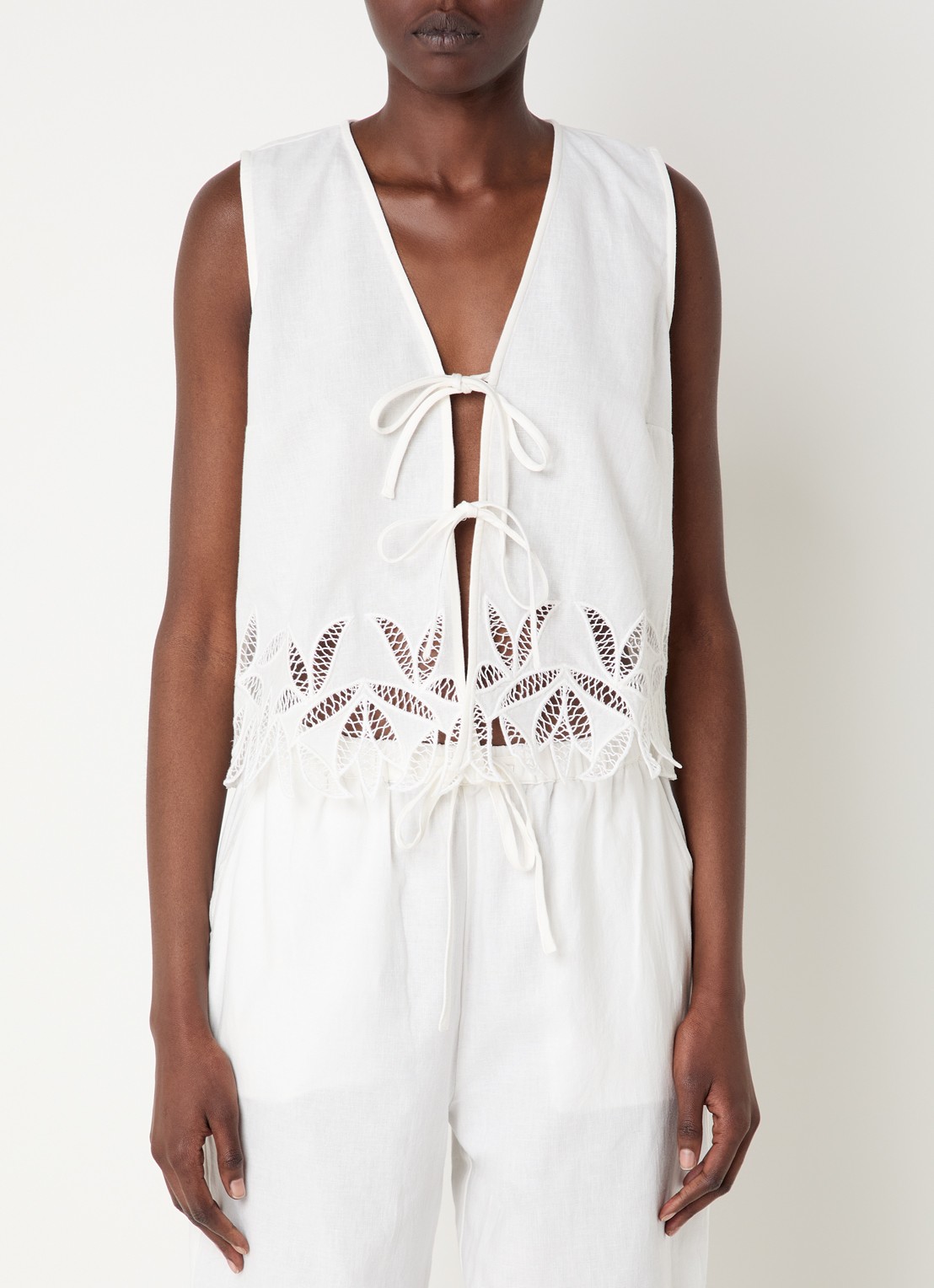 Rails Oregon top met broderie en geknoopt detail  - detail 2 wit