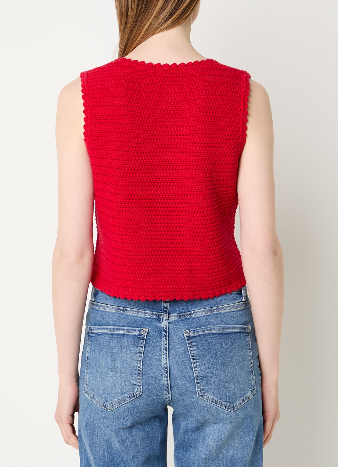 Rails Rails grofgebreid gilet met V-hals - achterkant 4 rood