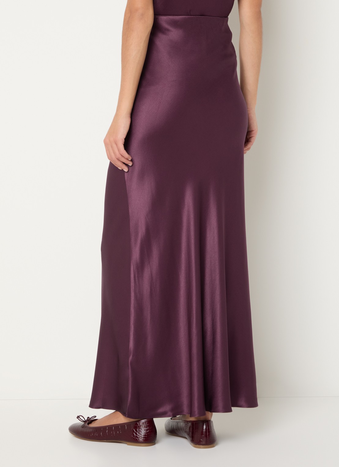 Rails Romina maxi kokerrok van satijn - achterkant 4 aubergine