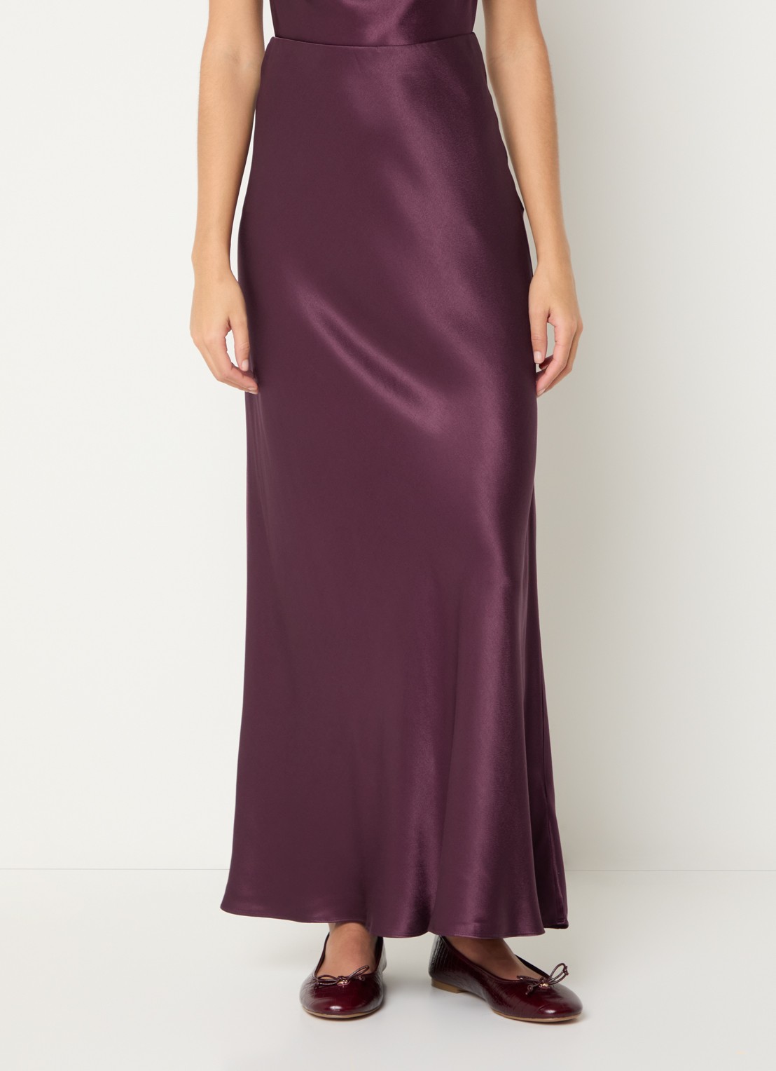 Rails Romina maxi kokerrok van satijn - detail aubergine