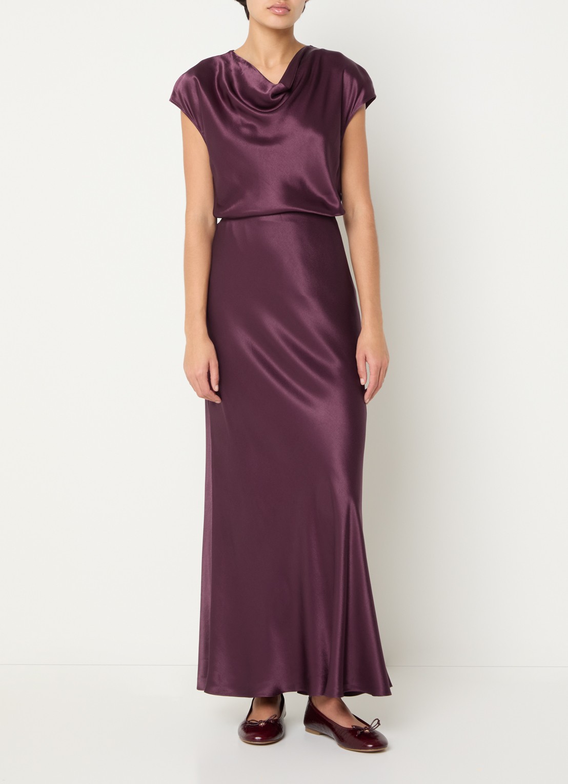 Rails Romina maxi kokerrok van satijn - voorkant 3 aubergine